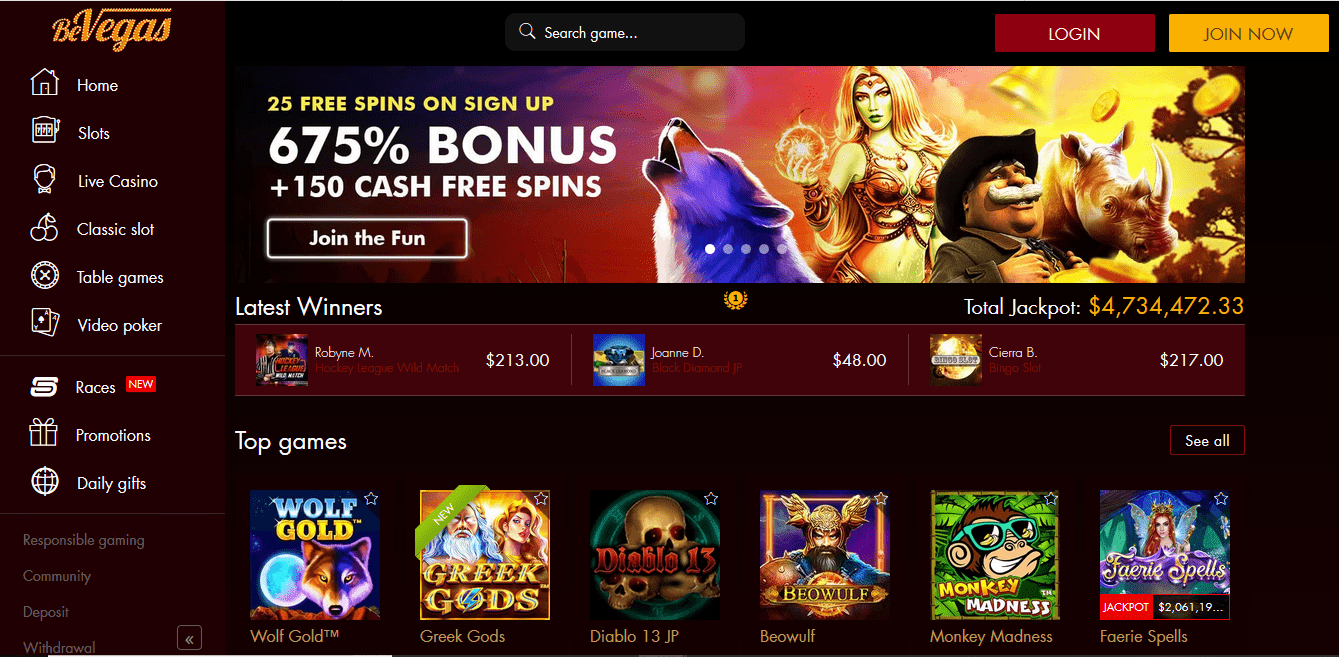 BeVegas Casino : un bonus de bienvenue de 675% !