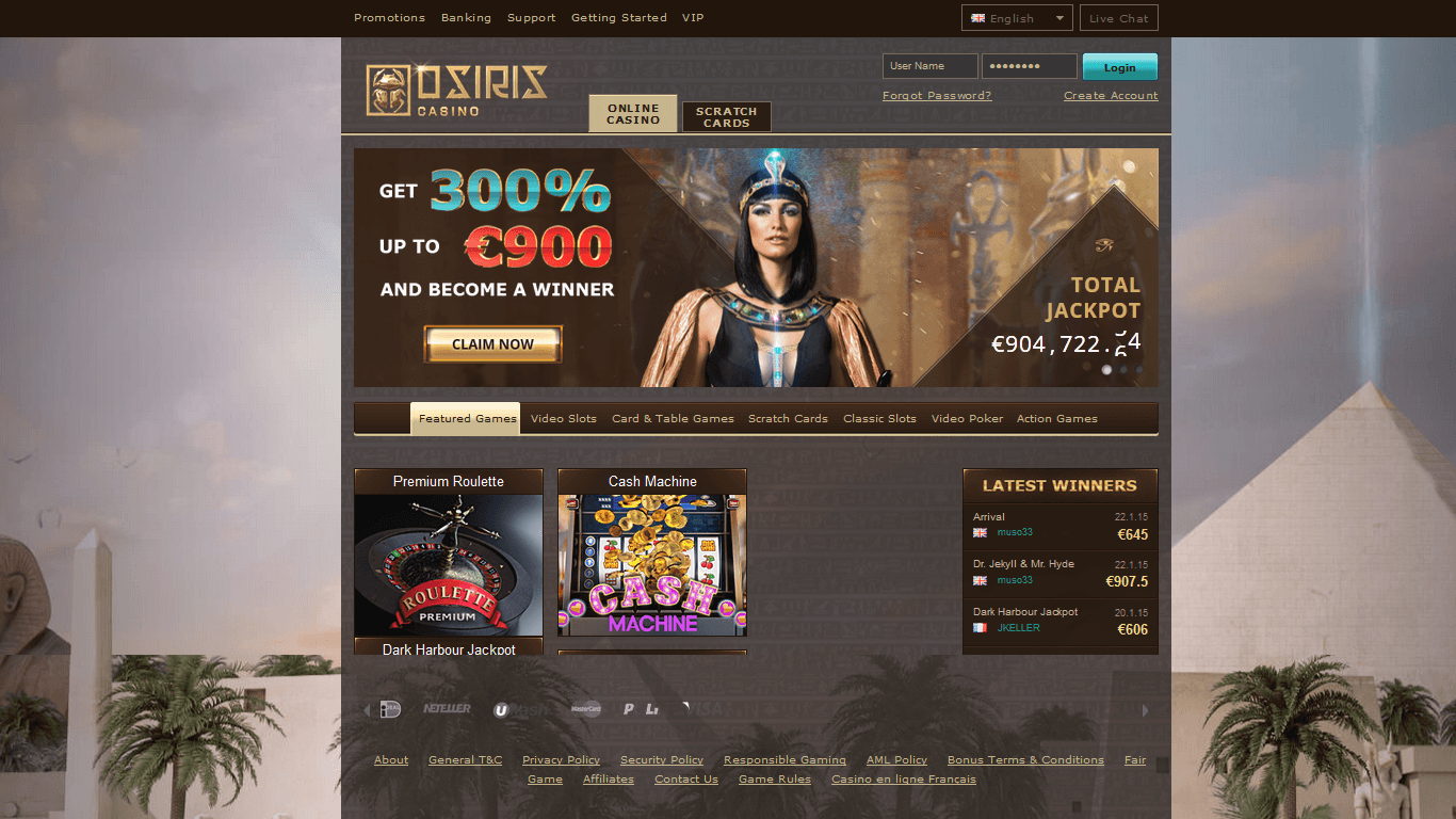 Avis Osiris casino : à la découverte de ce casino en ligne.