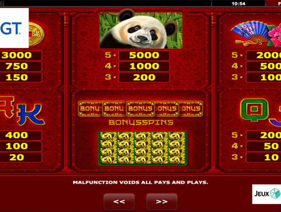 machine à sous 100 Pandas écran 3