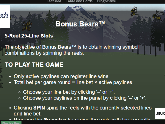 machine à sous Bonus Bears écran 4