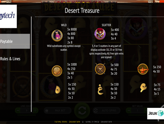 machine à sous Desert Treasure écran 4