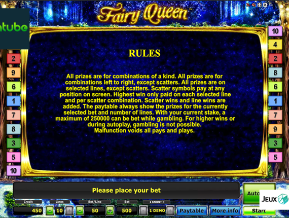 machine à sous Fairy Queen écran 3