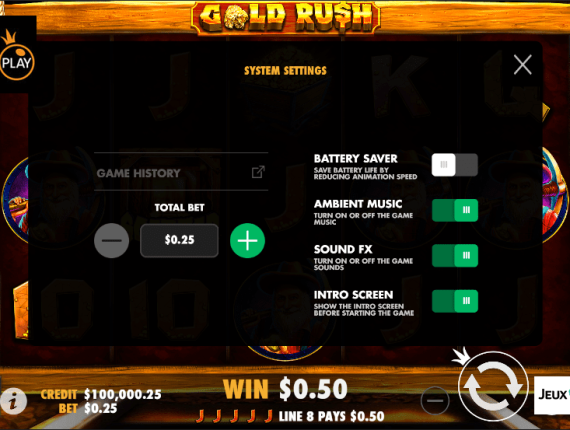 machine à sous Gold Rush Pokie écran 4