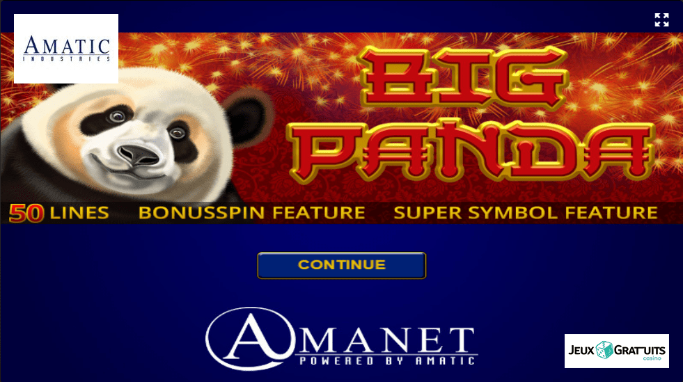 machine à sous Panda écran 1