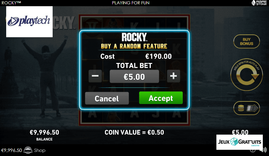 machine à sous Rocky écran 4