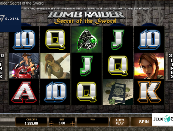 machine à sous Tomb Raider Secret of the Sword écran 1
