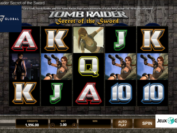 machine à sous Tomb Raider Secret of the Sword écran 2