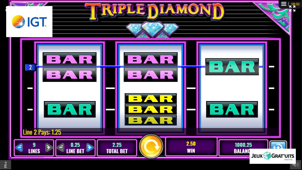 machine à sous Triple Diamond écran 2