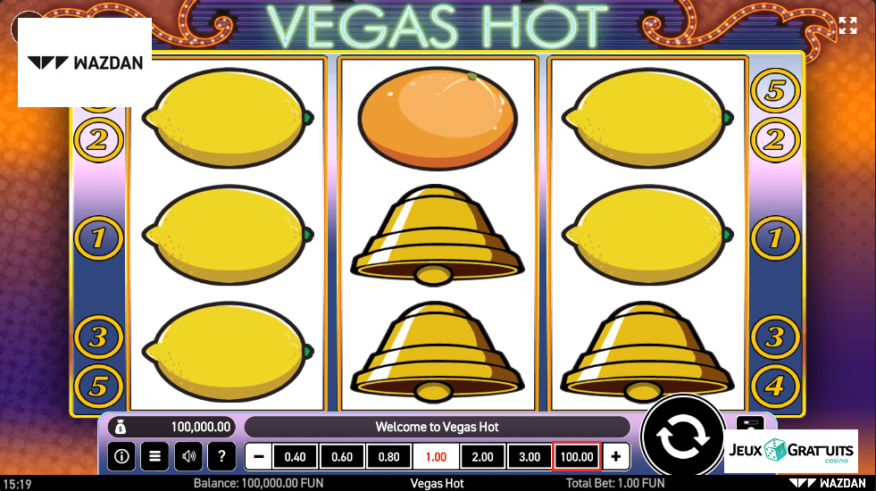 machine à sous Vegas Hot écran 1