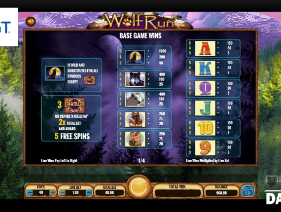 machine à sous Wolf Run écran 3