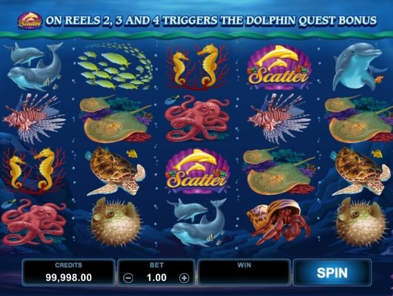 machine à sous Dolphin Treasure Pokie écran 2