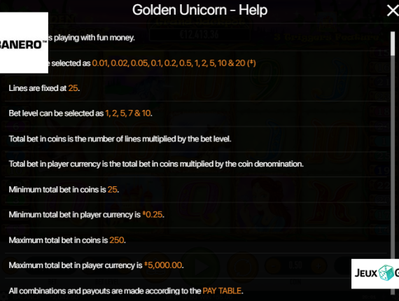machine à sous Golden Unicorn écran 4