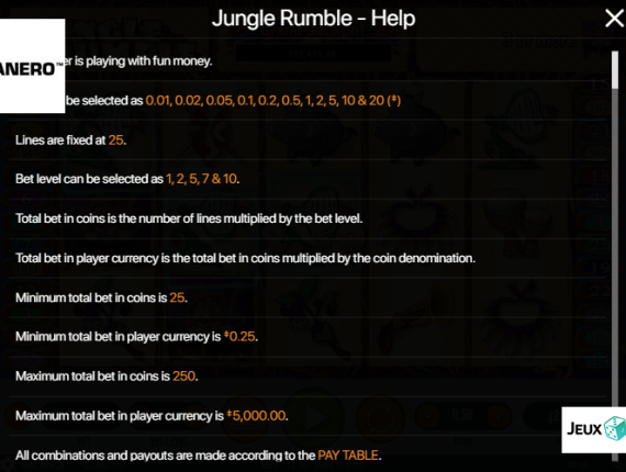machine à sous Jungle Rumble écran 4