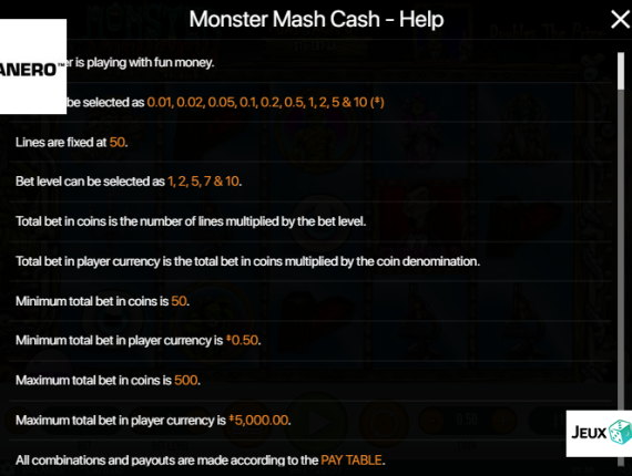 machine à sous Monster Mash Cash écran 4