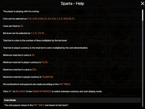 machine à sous Sparta écran 4