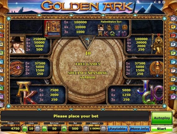 machine à sous Golden Ark écran 4
