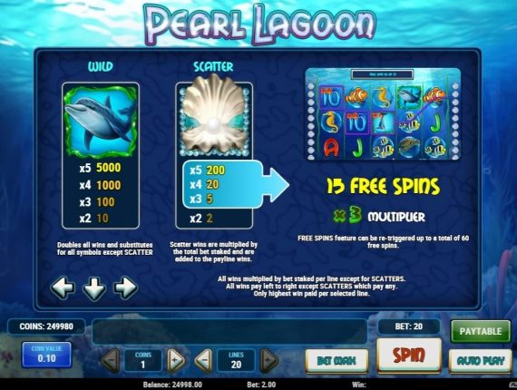 machine à sous Pearl Lagoon écran 3