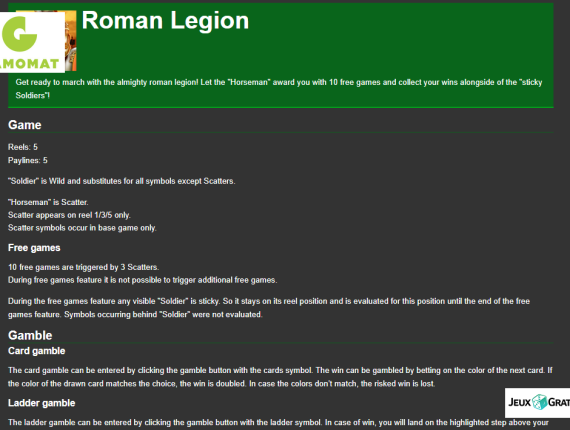 machine à sous Roman Legion écran 4