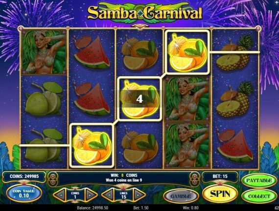 machine à sous Samba Carnival écran 2