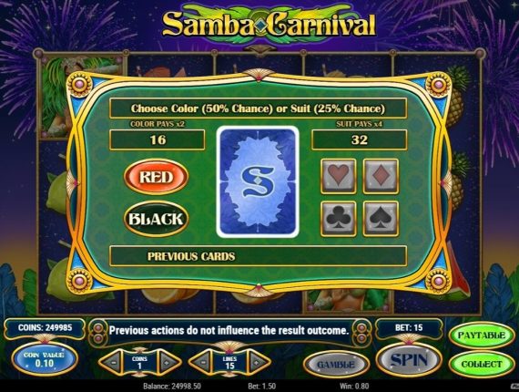 machine à sous Samba Carnival écran 3