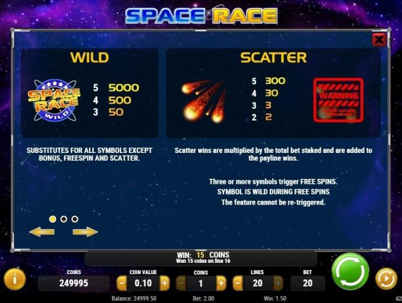 machine à sous Space Race écran 3