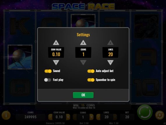 machine à sous Space Race écran 4
