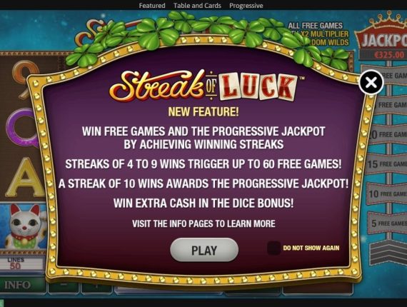 machine à sous Streak of Luck écran 1