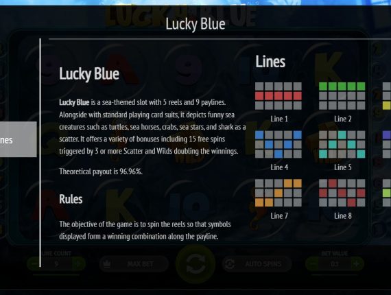 machine à sous Lucky Blue écran 4