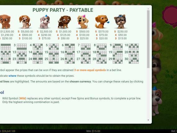 machine à sous Puppy Party écran 3