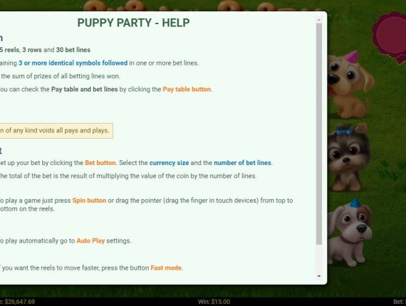 machine à sous Puppy Party écran 4