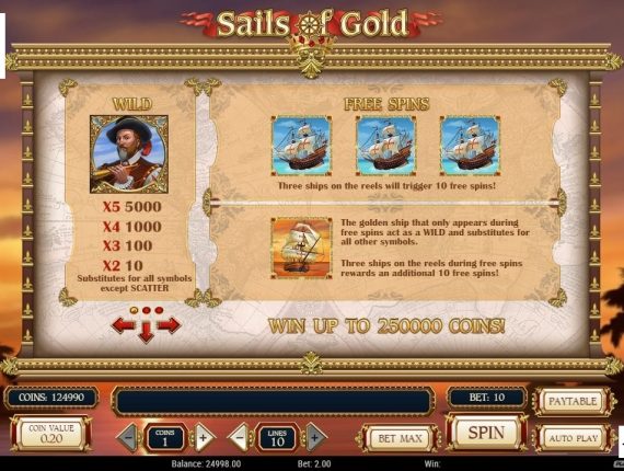 machine à sous Sails of Gold écran 3