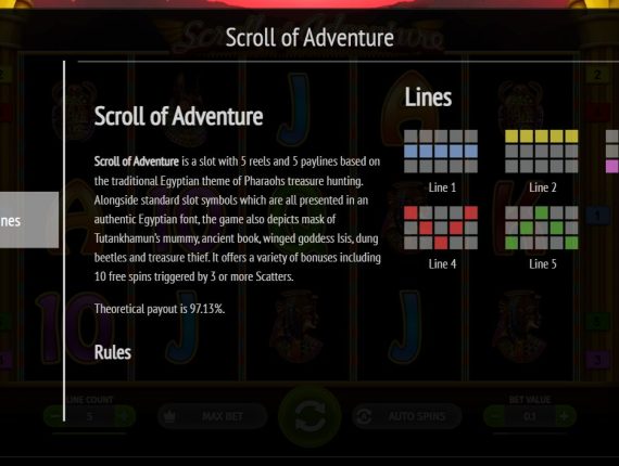 machine à sous Scroll of Adventure écran 4