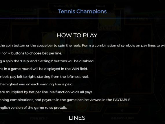 machine à sous Tennis Champion écran 4