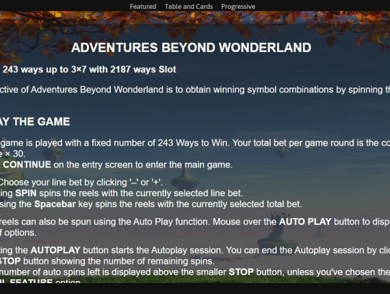 machine à sous Adventures Beyond Wonderland écran 4