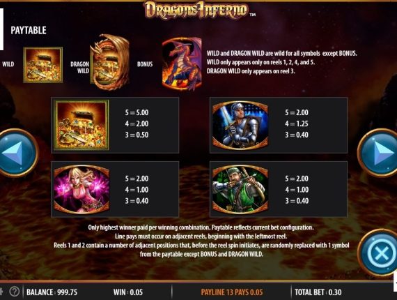 machine à sous Dragons Inferno écran 3