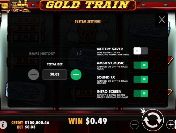 machine à sous Gold Train écran 4