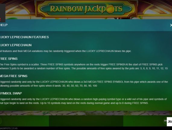 machine à sous Rainbow Jackpots écran 4