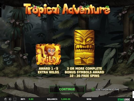 machine à sous Tropical Adventure écran 1