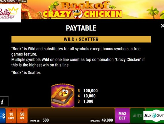 machine à sous Book of Crazy Chicken écran 3
