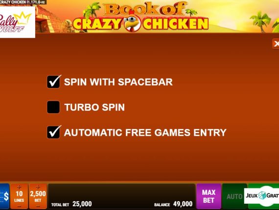machine à sous Book of Crazy Chicken écran 4