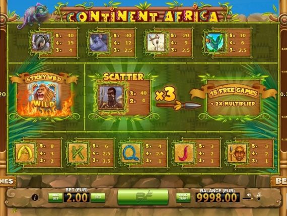 machine à sous Continent Africa écran 3