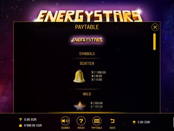 machine à sous Energy Stars écran 3