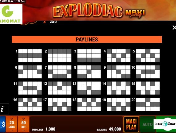 machine à sous Explodiac Maxi Play écran 4