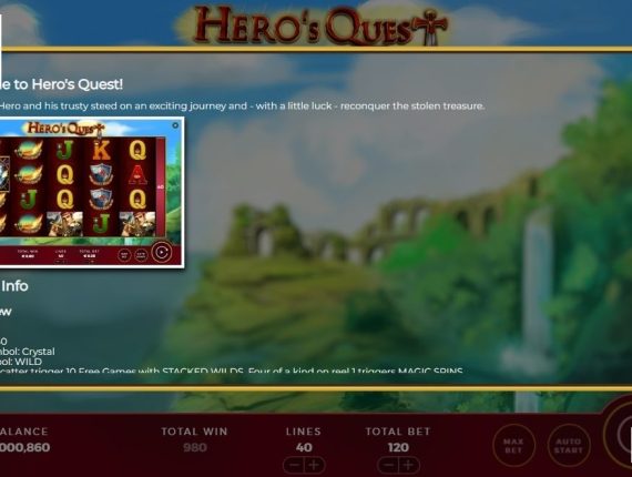 machine à sous Heros Quest écran 4