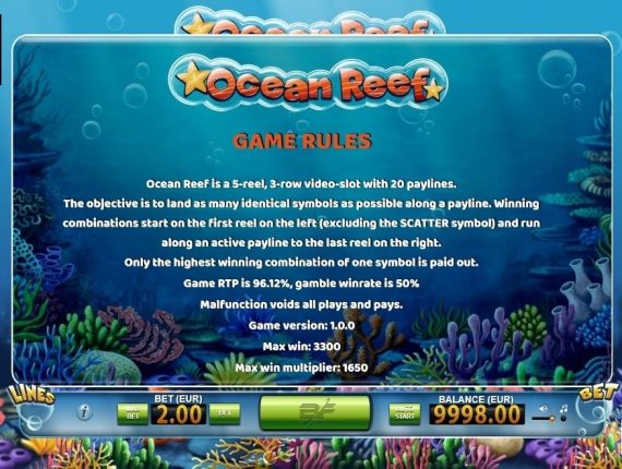 machine à sous Ocean Reef écran 4