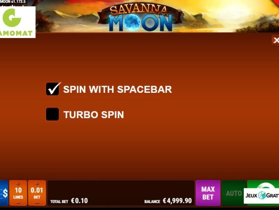 machine à sous Savanna Moon écran 4