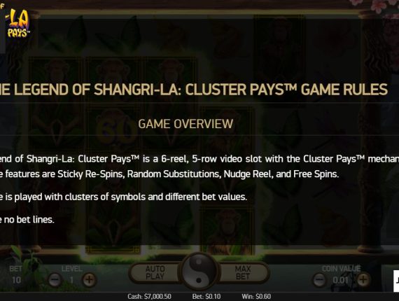 machine à sous The Legend of Shangri-La Cluster Pays écran 4
