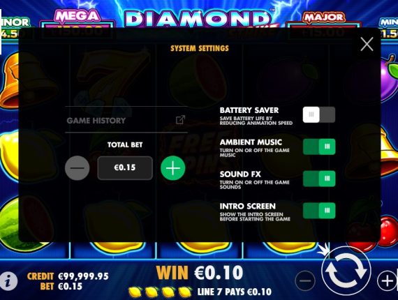 machine à sous Diamond Jackpot écran 4