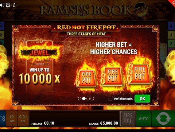 machine à sous Ramses Book Red Hot Firepot écran 1