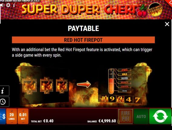 machine à sous Super Duper Cherry Red Hot Firepot écran 3